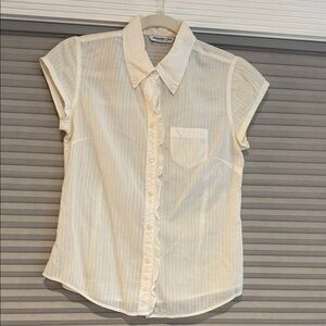 New Abercrombie & Fitch Cream Short Sleeve Button-Up Shirt- size S